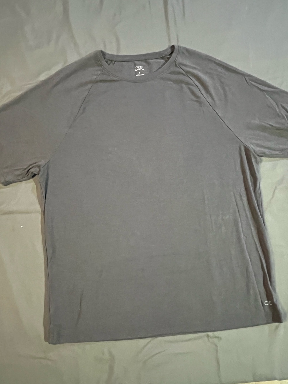 Cozy Earth Ultra Soft Bamboo Raglan Tshirt, Grey, Sz L